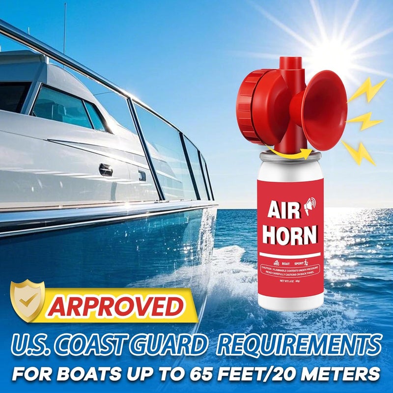 TatHello 1.4oz Boat Air Horn, 130DB Heard Up to 0.5-Miles Away,Handheld Mini Marine Fog Horn Blow Horn Boat Accessories,Loud Bear Air Horns Can for Safety,Outdoor Alarms,Sporting Events,Red - Image 3